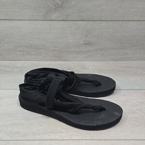 Skechers Yoga Foam Black Women's Sandals Shoes Sz 6